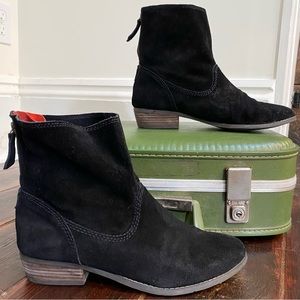 Dolce Vita Mod Slouchy Suede Ankle Booties w/ Orange Flare Panel